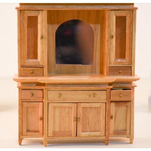 G08-X002 children baby gift Toy 1:12 Dollhouse mini Furniture Miniature rement wooden Wardrobe with mirror 1pcs
