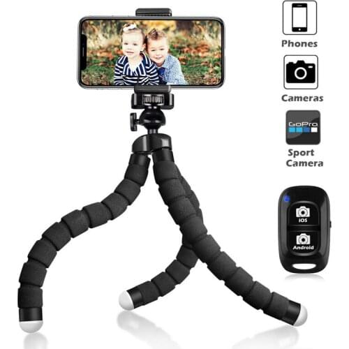 Flexible Sponge Octopus Mini Tripod With Bluetooth Remote Shutter Selfie Stick For for iPhone Samsung Camera GoPro