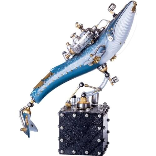 Finished ) Creative Mechanical Insect Metal Model Handmade Assembled Crafts For Home Decor Ornaments Gift - Blue Whale