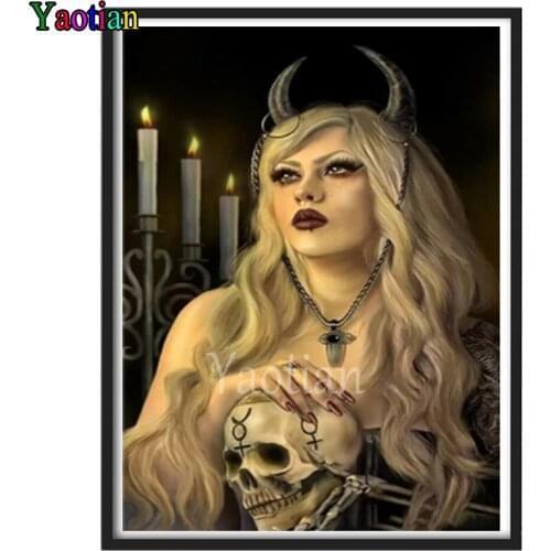 Halloween 5d diamond painting skull woman full novelty 2021 mosaic art diamond embroidery icons new hot rhinestones decoration