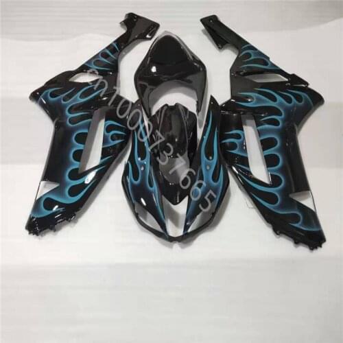 Black blue flames fairing kit for Kawasaki Ninja ZX6R 07 08 ZX 6R 2007 2008 ZX-6R 07 08 ABS Plastic fairing kit