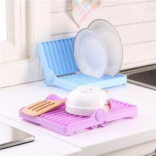Kitchen Foldable Dish Plate Drying Rack Organizer Drainer Plastic Storage Holder Bowl Storage Holder Kitchen Accessories