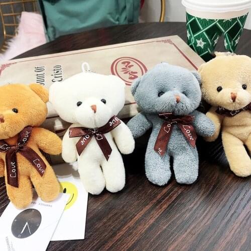 Cute Bear Stuffed Toys Key chain Cloth Doll Wedding Celebration Gift Jewelry Women Girl Handbag Car Key Holder Pendant Keychain
