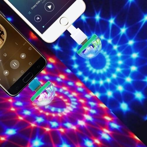 Mini Disco Lights Crystal Magic Ball Home Party Light Follow the Music Color USB 5V DJ Light Music Control Portable Stage Light
