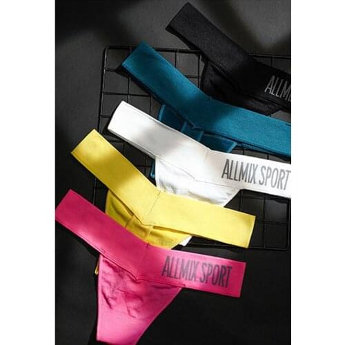 Fashion Sexy womens seamless low waist briefs thong seamless sports fitness letters deep V wide waist European and American