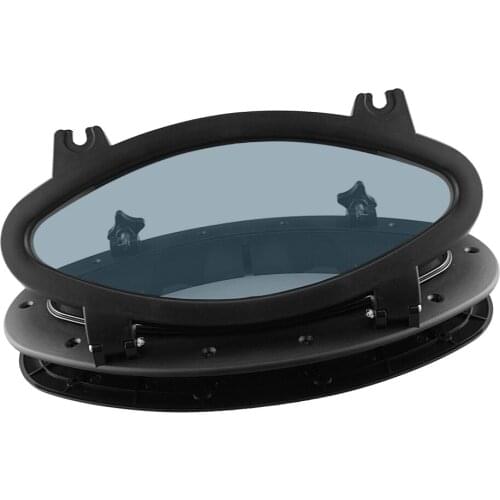 Oval Yacht Opening Portlight Porthole 400x200mm Replacement Window Port Hole - ABS Tempered Glass - Black