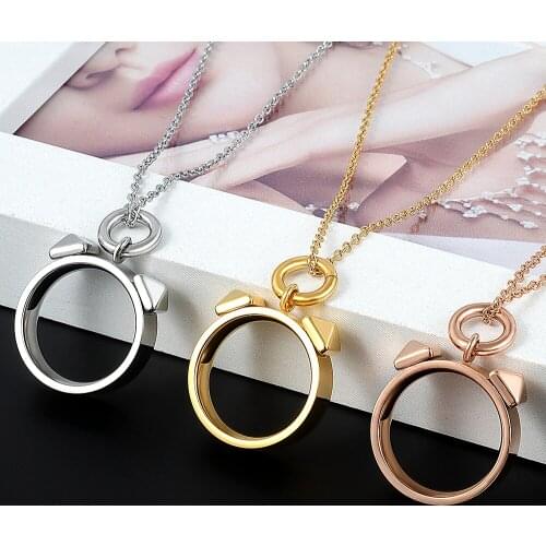 2 Ways Wearing Pendant Necklace Punk Rivet Style Stainless Steel Style Necklace For Men Women Fashion Jewelry Gift