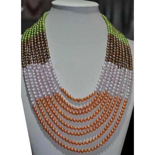 New Classic Luck Pearl Jewelry Wow 17-24'' 8 Rows 5mm Multicolor Freshwater Pearl Necklace Magnet Clasp Charming Women Gift