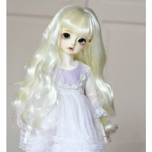 BJD doll wig suitable for 1/3 1/4 1/6 size fashion new curly bang big wave long hair soft silk wig milk white dark brown