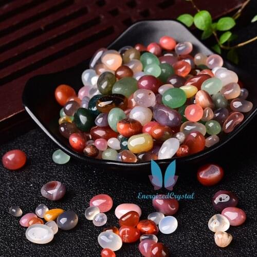 0.44LB Polished Natural Mixed Colorful Agate Tumbled Stones Gravel Crystal Stones Hand-Polished for Fish Tank Decor Garden Tank