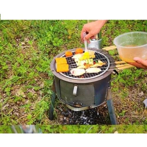 Portable charcoal barbecue grills grilled net household ​rural firewood stove outdoor camping commercial movable kitchen heatin