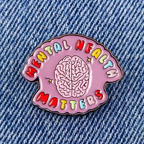 Mental Health Matters Enamel Brooch Pin Backpack Hat Bag Collar Lapel Pins Badges Women Mens Fashion Jewelry Accessories