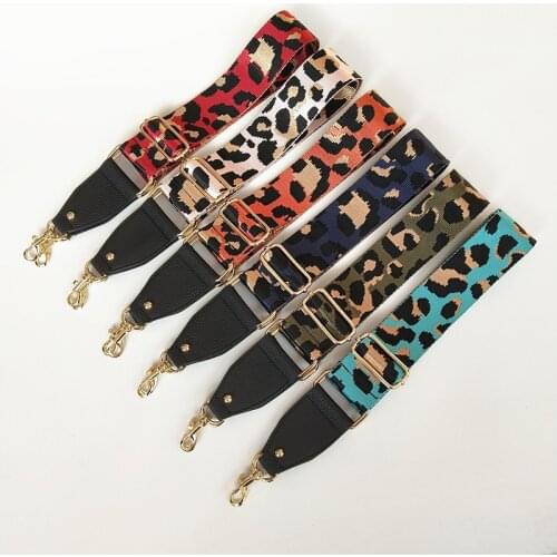 Leopard Print Wide 5Cm Long Shoulder Strap Womens Handbag Strap Accessories Pattern With Leather Replacemen Belt