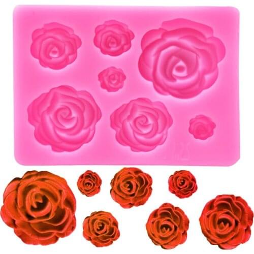 Rose Flower Silicone Molds Wedding Cupcake Topper Fondant Cake Decorating Tools Sugarcraft Candy Clay Chocolate Gumpaste Moulds