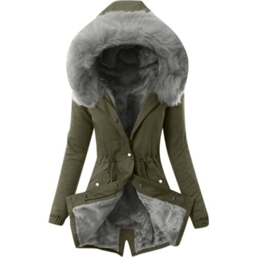 Womens Hooded Faux Fur Coat Thick Long Jacket Plus Size Ladies Fur Lining Coat Female Winter Warmhooded Overcoat Куртка #F