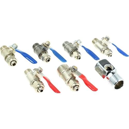 8mm 10mm 1/4" 3/8" OD Hose Tube 1/4"BSP 1/2BSP Male Thread Straight 2 Way Metal Ball Valve Ro Water Fitting Pneumatic Air Oil