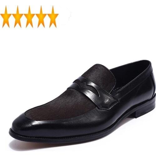 Dress Business Formal Mens Genuine Leather Fashion Patchwork Slip-On Cowhide Derby Wedding Shoes Large Size 46