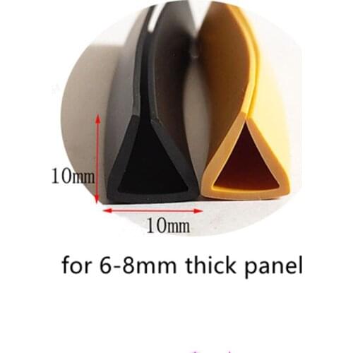 Rubber Sealing U Strip 10x10mm for 6 - 8mm thick Glass Metal Car Wood Panel Board Edge Encloser Shield Black Yellow