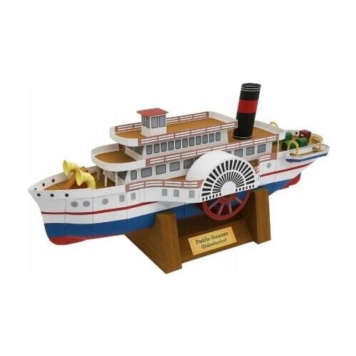 Paddle-steamer Ship 3D Paper Model DIY Puzzle Manual Papercrafts Toy