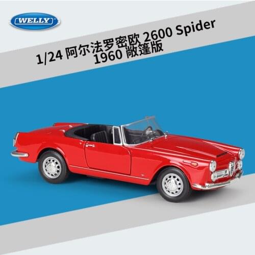Welly Diecast 1:24 Car 1960 Alfa Romeo 2600 Spider Classic Vintage Car Metal Model Car Alloy Toy Car For Kids Gift Collection