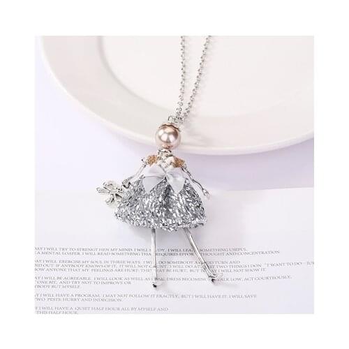 YLWHJJ 2019 brand new women trendy doll necklace & pendant baby long Chain necklace girl fairy fashion statement jewelry