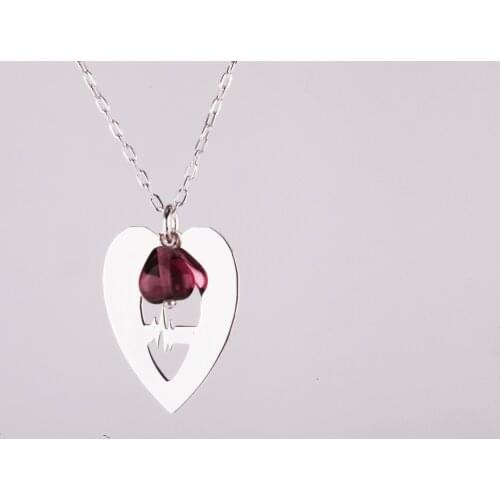 UM US JEWELRY 925 Sterling Ruby Cubic Zirconia Heart Patterned Ghost Pendant