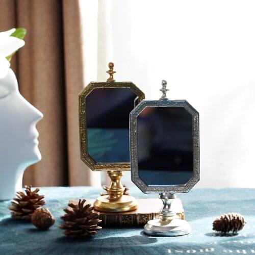 Makeup Mirror зеркало Retro Style Handmade Household Decoration Photography Props Old Desktop Golden Silver Dresser Mirrors