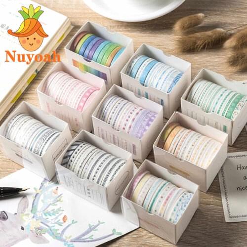 10pcs/pack Masking Washi Tape Set Vintage Geometric Cute Decorative Label Sticker for Scrapbooking Album Planner Diary Journal