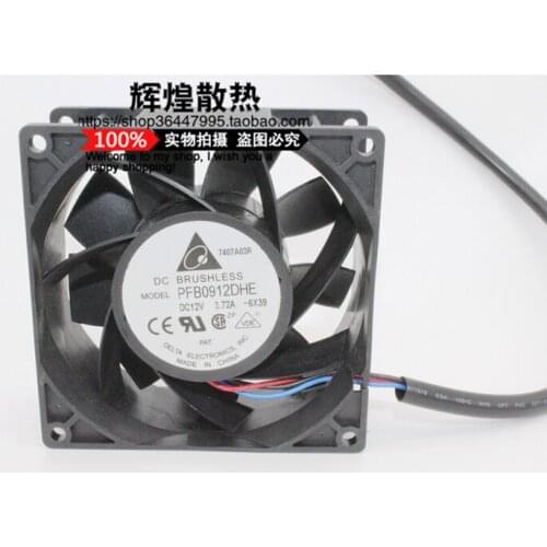 Delta Electronics PFB0912DHE DC 12V 3.72A 90x90x38mm 3-Wire Server Cooling Fan