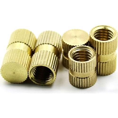 30pcs M4 blind hole copper insert nuts knurled B type Injection embedded parts brass nut outer diameter 5.2mm 6mm-12mm length