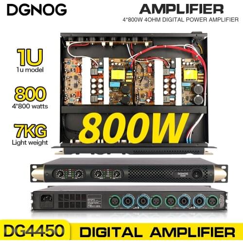 4channel 800 Watt 4ohm Professional Digital Power Amplifier 1U Class D Sound Equipment DJ Amp DG4450 For Music Band Performance