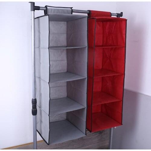 4 Tier Pockets Hanging Closet Organizer Wardrobe Foldable Clothes Storage Shelves