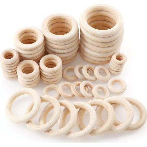 6 Size 5-50PCS Fine Quality Natural Wood Teething Beads Wooden Ring Children Kids DIY wooden Jewelry Making DIY Crafts