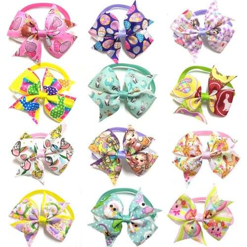 50pcs Dog Cat Grooming Supplier Easter Rabbit Bowknot Puppy Dog Cat Bow Tie Adjustable Necktie for Small Middle Dogs