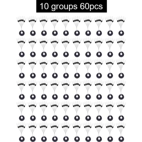 60pcs 10 Group Rubber Fishing Space Beans Stopper High Quality Carp Fishing Line Accessories Fishing Bobber Float pesca tool