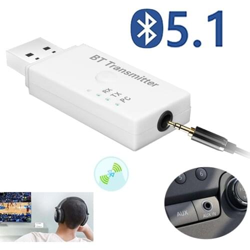 E3 USB Bluetooth 5.0 Audio Adapter 3.5mm AUX Transmitter Car PC TV Receiver AUX output Bluetooth Dongle