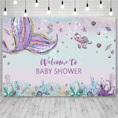 Avezano Photography Backdrops Baby Shower Mermaid Princess Sea Tortoise Girl Backgrounds Photo Studio Photocall Photozone Decor