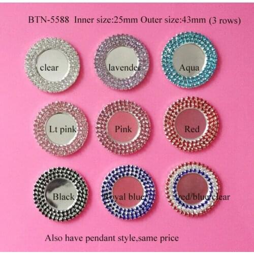 Free shipping 3 rows rhinestone button tray setting 10PCS can pick colors (BTN-5588)