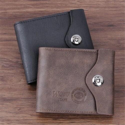 Brand Luxury Vintage Men PU Leather Purse Short Hasp Wallets Male Wallet Short Slim Male Purses Money Clip Credit Card Dollar