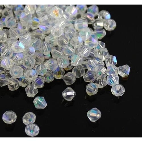 NEW 100 pieces exquisite 2/3/4mm Bicone Austria Crystal beads for Jewelry marking necklace&Bracelet White AB