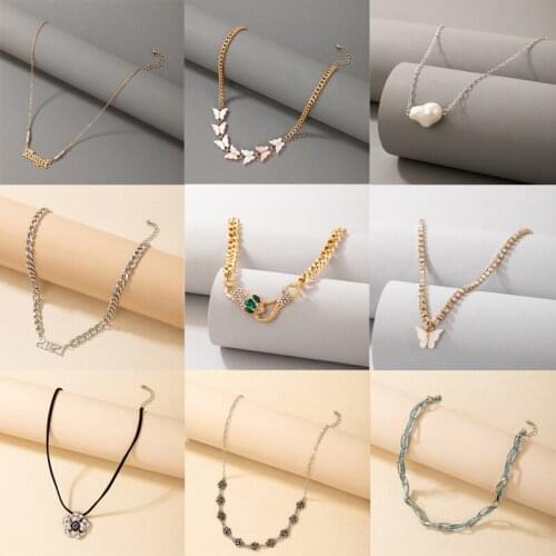 Tocona Luxury Crystal Stone Snake Butterfly Clavicle Chain Choker Necklace for Women Charms Letter Adjustable Jewelry Collar