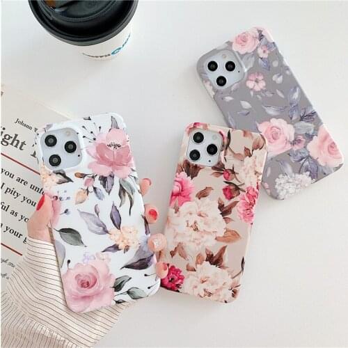 Retro Summer sweet girls Rose Painting Phone Case For iPhone 12 11 Pro Max XS XR X 6 7 8 Plus 12 mini 7Plus case Cute soft cover