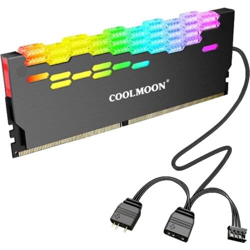 COOLMOON RA-2 Memory Heat Sink, 3PINx2+4PINx1 5V Shenguang Sync ARGB Desktop Memory Module Cooling Vest