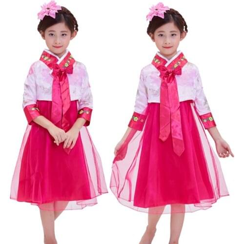 Child Korean Party Ethnic Costumes Oriental National Stage Performance Korean Clothing Girls Hanbok Embroidery Retro Court Dress
