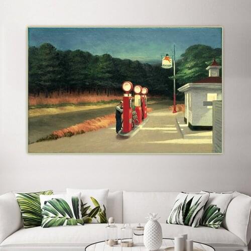 Gas,1940, by Edward Hopper Canvas Oil Painting Artwork Aesthetic Picture Poster Wall Backdrop Hanging Decor Home Decoration