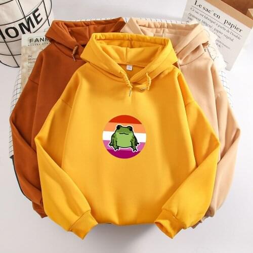 Rainbow Frog Graphic Hoodie Oversized Clothes Harajuku Women Pullover Oversize Sweatshirts Ladies Korean Cute Plus Size Hoodies