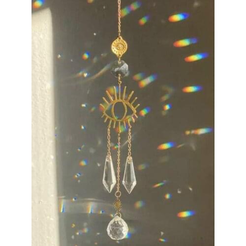 Aura Crystal Suncatcher Window Light Catcher Prism Celestial Rainbow Maker All Seeing Third Eye Witchy Decor