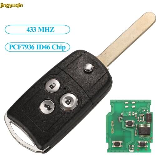 Jingyuqin 5pcs For Honda Civic Accord Jazz CRV 3 Buttons Upgrade Remote Flip Car Key Control 433MHZ ID46 Chip