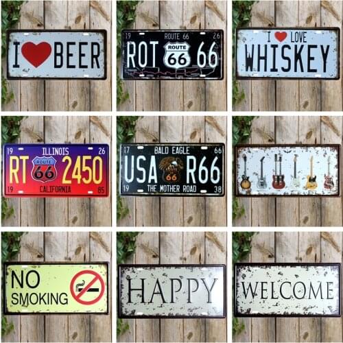 [ Kelly66 ] No Smoking Welcome I Love Beer Route 66 Metal Sign Tin Poster Home Decor Bar Wall Art Painting 15*30 CM Size CP-4