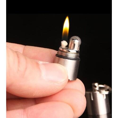 Mini Kerosene Brass Lighter Creative Pendant Outdoor Portable Kerosene Smoke Igniter Emergency Lighter Keychain Bag Charms